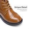 imageDREAM PAIRS Girls Boys Combat Ankle Boots Side Zipper Shoes with Lace Up for ToddlerLittle KidBig KidTan