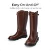 imageDREAM PAIRS Girls Knee High Boots Side Zipper Riding Shoes for Little KidBig KidBrown