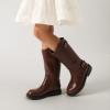 imageDREAM PAIRS Girls Knee High Boots Side Zipper Riding Shoes for Little KidBig KidBrown