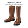imageDREAM PAIRS Girls Knee High Boots Side Zipper Riding Shoes for Little KidBig KidTan