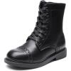 imageDREAM PAIRS Girls Boys Combat Ankle Boots Side Zipper Shoes with Lace Up for ToddlerLittle KidBig KidBlack
