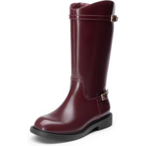 imageDREAM PAIRS Girls Knee High Boots Side Zipper Riding Shoes for Little KidBig KidBurgundy