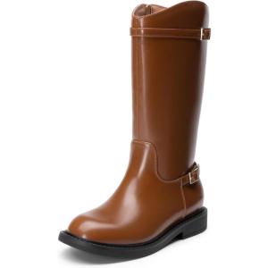 imageDREAM PAIRS Girls Knee High Boots Side Zipper Riding Shoes for Little KidBig KidTan