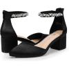 imageDREAM PAIRS ANNEE Pointed Toe Low Chunky Heels Pump ShoesBlackrhinestone