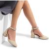 imageDREAM PAIRS ANNEE Pointed Toe Low Chunky Heels Pump ShoesGoldrhinestone