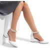 imageDREAM PAIRS ANNEE Pointed Toe Low Chunky Heels Pump ShoesWhiterhinestone