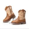 imageDREAM PAIRS Boys Girls Cowboy Boots Kids Western Riding Mid Calf Boots with Side Zipper ToddlerLittle KidBig KidLight Brown