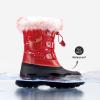 imageDREAM PAIRS Boys Girls Snow Boots WaterResistant Outdoor Warm Cozy AntiSlip Mid Calf Faux Fur Lining Insulated Winter Shoes for LittleBig KidsRedBlack