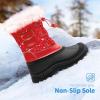 imageDREAM PAIRS Boys Girls Snow Boots WaterResistant Outdoor Warm Cozy AntiSlip Mid Calf Faux Fur Lining Insulated Winter Shoes for LittleBig KidsRedBlack