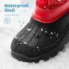 imageDREAM PAIRS Boys Girls Snow Boots WaterResistant Outdoor Warm Cozy AntiSlip Mid Calf Faux Fur Lining Insulated Winter Shoes for LittleBig KidsRedBlack
