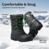 imageDREAM PAIRS Boys Girls Snow Boots Waterproof Outdoor Warm Cozy AntiSlip Mid Calf Faux Fur Lining Winter Shoes for LittleBig KidsBlackNeonGreen