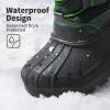 imageDREAM PAIRS Boys Girls Snow Boots Waterproof Outdoor Warm Cozy AntiSlip Mid Calf Faux Fur Lining Winter Shoes for LittleBig KidsBlackNeonGreen