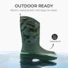 imageDREAM PAIRS Boys Waterproof Boots Outdoor Faux Fur Lining Shoes with Handles for Rain Snow Winter Muck Mud and Cold Weather for LittleBig KidsGreen