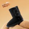 imageDREAM PAIRS Girls Boots Kids Boys Winter Snow Suede Mid Calf Boots Faux Fur Lined FuzzyChic Kids Lolly for Little KidBig KidAll Black