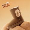 imageDREAM PAIRS Girls Boots Kids Boys Winter Snow Suede Mid Calf Boots Faux Fur Lined FuzzyChic Kids Lolly for Little KidBig KidLight Brown