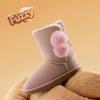imageDREAM PAIRS Girls Boots Kids Boys Winter Snow Suede Mid Calf Boots Faux Fur Lined FuzzyChic Kids Lolly for Little KidBig KidLight Pink