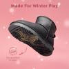 imageDREAM PAIRS Girls Boys Boots Kids Winter Ankle Faux Fur Lined Snow Shoes FuzzyClassic Kids Low Boot for ToddlerLittle KidBig KidBlackglitter