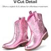 imageDREAM PAIRS Girls Cowgirl Boots Cowboy Boots with Low Heel Western Embroidered Fashion Mid Calf Shoes for ToddlerLittle KidBig KidPink