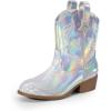 imageDREAM PAIRS Girls Cowgirl Boots Cowboy Boots with Low Heel Western Embroidered Fashion Mid Calf Shoes for ToddlerLittle KidBig KidSilver