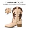 imageDREAM PAIRS Girls Cowgirl Cowboy Boots Western Fashion Mid Calf BootsKhakiBrown