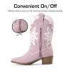 imageDREAM PAIRS Girls Cowgirl Cowboy Boots Western Fashion Mid Calf BootsLight Purple