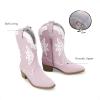 imageDREAM PAIRS Girls Cowgirl Cowboy Boots Western Fashion Mid Calf BootsLight Purple