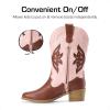 imageDREAM PAIRS Girls Cowgirl Cowboy Boots Western Fashion Mid Calf BootsPinkBrown
