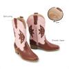 imageDREAM PAIRS Girls Cowgirl Cowboy Boots Western Fashion Mid Calf BootsPinkBrown