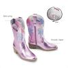 imageDREAM PAIRS Girls Cowgirl Cowboy Boots Western Fashion Mid Calf BootsPinkRainbow