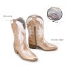 imageDREAM PAIRS Girls Cowgirl Cowboy Boots Western Fashion Mid Calf BootsRose Gold