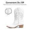 imageDREAM PAIRS Girls Cowgirl Cowboy Boots Western Fashion Mid Calf BootsWhite
