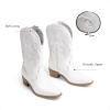 imageDREAM PAIRS Girls Cowgirl Cowboy Boots Western Fashion Mid Calf BootsWhite