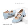 imageDREAM PAIRS Girls Dress Shoes Mary Jane Double Straps High Heel Easter Wedding Party Church Princess Communion Pumps for LittleBig KidsLight Blue
