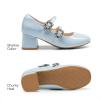 imageDREAM PAIRS Girls Dress Shoes Mary Jane Double Straps High Heel Easter Wedding Party Church Princess Communion Pumps for LittleBig KidsLight Blue