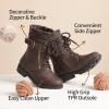imageDREAM PAIRS Girls Mid Calf Combat Ankle Lace up BootsBrown