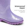 imageDREAM PAIRS Kids Rain Boots Glitter Boys Girls with Easyon Handles Sparkly Waterproof Boots Outdoor Playing Rain Boots UnisexChildPurple