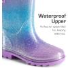 imageDREAM PAIRS Kids Rain Boots Glitter Boys Girls with Easyon Handles Sparkly Waterproof Boots Outdoor Playing Rain Boots UnisexChildPurplePinkBlue
