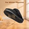 imageDREAM PAIRS Kids Slippers Girls Boys House Fuzzy Indoor Outdoor Warm Slip on Slipper for Little Kid Big KidBlack