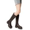 imageDREAM PAIRS Knee High Boots Comfortable Chunky Platform RoundToe Side Zip Boots for WomenBrown