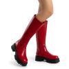 imageDREAM PAIRS Knee High Boots Comfortable Chunky Platform RoundToe Side Zip Boots for WomenRed