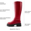 imageDREAM PAIRS Knee High Boots Comfortable Chunky Platform RoundToe Side Zip Boots for WomenRed