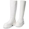 imageDREAM PAIRS Knee High Boots Comfortable Chunky Platform RoundToe Side Zip Boots for WomenWhite