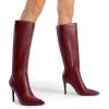 imageDREAM PAIRS Knee High Boots for Women Sexy Pointed Toe Stiletto High Heel Boots Fashion ampamp Classic Dress ShoesBurgundy