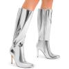 imageDREAM PAIRS Knee High Boots for Women Sexy Pointed Toe Stiletto High Heel Boots Fashion ampamp Classic Dress ShoesSilverpat