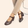 imageDREAM PAIRS Mary Jane Shoes Women Low Chunky Heels Closed Toe Pumps Comfortable Work Business Dress ShoesBrown