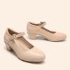 imageDREAM PAIRS Mary Jane Shoes Women Low Chunky Heels Closed Toe Pumps Comfortable Work Business Dress ShoesNude