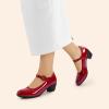 imageDREAM PAIRS Mary Jane Shoes Women Low Chunky Heels Closed Toe Pumps Comfortable Work Business Dress ShoesRed