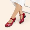 imageDREAM PAIRS Mary Jane Shoes Women Low Chunky Heels Closed Toe Pumps Comfortable Work Business Dress ShoesRed