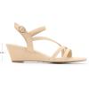 imageDREAM PAIRS Strappy Wrapped Dressy Wedge Sandals Comfortable Ankle Strap Open Toe Evening Dress Wedding Dance Summer ShoesNudenubuck