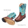 imageDREAM PAIRS Toddler Cowboy Boots Cowgirl Boots for Girls Square Toe Mid Calf Boys Western Fashion Riding Shoes for ToddlerLittle KidBig KidBlue